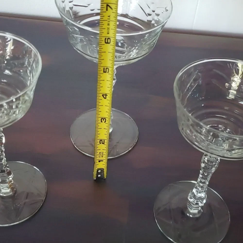 Set of 3 Vintage Crystal Wine Glasses